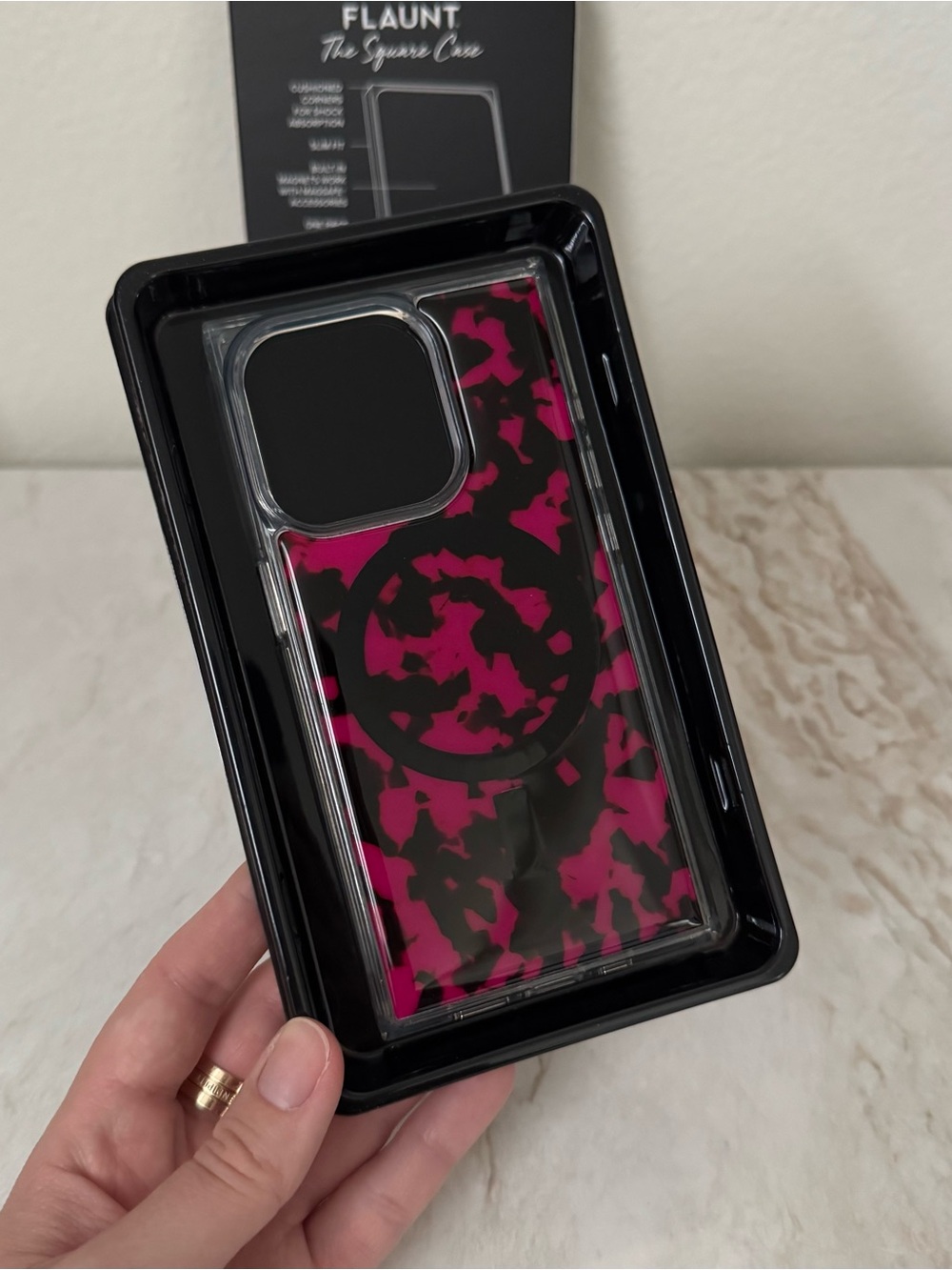 FLAUNT iPhone 15 Pro MagSafe Case - Raspberry Tortoise Shell